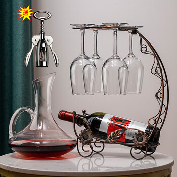 Pupan red wine glass set light luxury wine glass glass household goblet wine glass rack decanter wine set home set