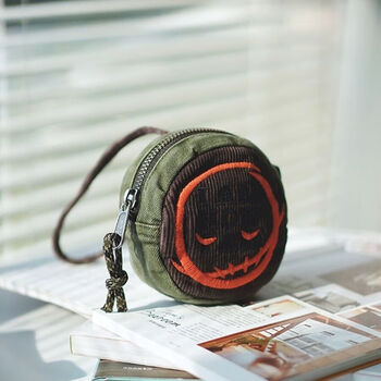 Orange central maoxi catwest design small round bag contrasting color coin purse retro old mini bag airpods storage bag new dark green