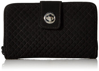 Vera bradleyverabradley women's microfiber twist lock wallet rfid protected true black one size