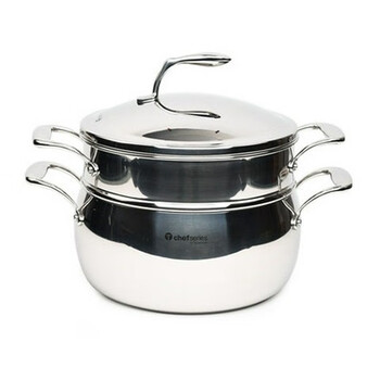 Tupperclean tupperware 3.8l/5.7/7.6l stainless steel multi-purpose pot stew pot steamer soup pot wok 5.7 liter pot + steamer