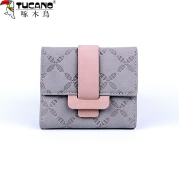 Woodpecker (tucano) fan element 2025 new korean wallet women's short student cute ins small fresh simple children's wallet trendy gray
