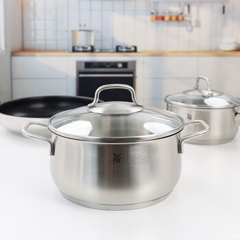 Wmf household kitchen pot three-piece set stainless steel soup pot stew pot milk pot frying pan soup pot + milk pot + non-stick frying pan 3-piece set