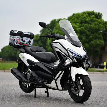 Jilang mengshi fourth generation 150cc scooter, national iv efi fuel, brand new two-wheeled large off-road vehicle, pure white, jinlang machine + square tail box + guardrail