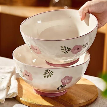 Persson underglaze ceramic rice bowl for home use 2026 new high-looking bowl and dish set bowl and tableware set for housewarming 8-inch stone pattern soup bowl