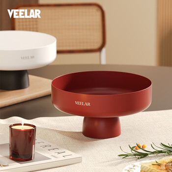 Veelar high-looking magnetic fruit tray for home living room coffee table to store snacks candy nuts tall fruit tray bordeaux red 2025 new color