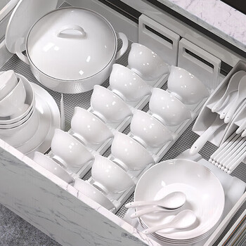 Lowe 58-head pure white household 2025 new pure white underglaze color tableware high-temperature ceramic high-end bowl and plate tableware set