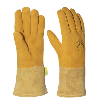 Weldas reindeer king argon arc welding tig gloves, feel treasure mig golden yellow deer second-layer leather mid-sleeve style 10-2327-xl 1 pair of ultra-sensitive deerskin argon arc welding gloves