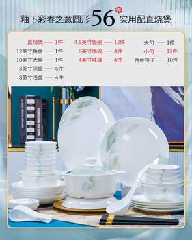 Dishes set for home use 2026 new high-looking jingdezhen chinese ceramic dishes and bowls for moving into a new home with the meaning of spring flowers