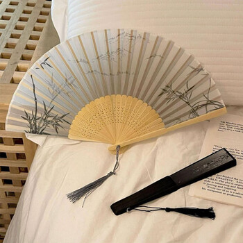 Feiyuejia new chinese ancient style bamboo folding fan summer lightweight cheongsam hanfu portable chinese style dance folding fan women black bamboo