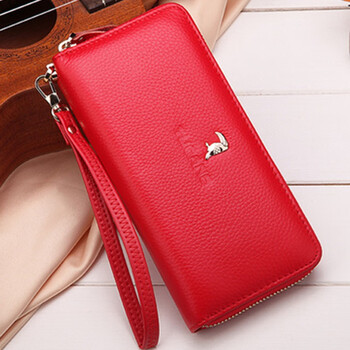 Woodpecker woodpecker women's wallet 2023 new handbag large capacity first layer cowhide genuine leather wallet single zipper mobile phone bag red card holder