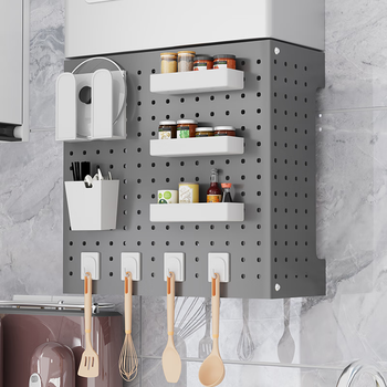 Meikaibin gas water heater shielding cover without punching hole board wall pipe shielding wall-mounted boiler decorative wall shelf gray 4+8 free hooks length 35 height 30 depth 15