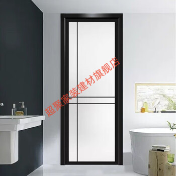Meikejie new bathroom door glass door customized bathroom door kitchen door single door toilet door titanium magnesium alloy swing door 1.0 profile skin black-single edge