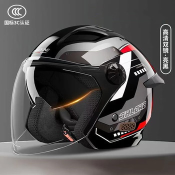 Junhaolong dual-mirror popular full-face motorcycle safety helmet motorcycle electric vehicle helmet unisex full-face helmet half-helmet flagship standard version black universe-high-definition dual-mirror adult size 54-62 head circumference