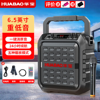Huabao 1052 wireless bluetooth speaker outdoor high volume square dance audio portable subwoofer home karaoke with microphone plug into u disk music player wechat payment speaker