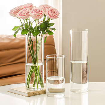 Fan yejia acrylic anti-fall transparent straight vase high-end decoration living room water culture flower arrangement hydroponic rich bamboo awakening flower bucket