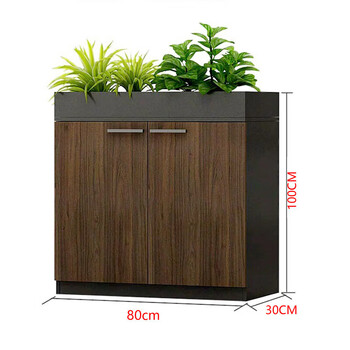 Office partition cabinet, flower trough cabinet, flower cabinet, storage wooden cabinet, low cabinet, side cabinet, flower cabinet, two-door cabinet 80x30x100cm walnut