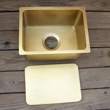 French retro kitchen large single sink embedded in the island water bar sink pure copper gold undercounter basin basin wash basin i style cover brass wash basin 39*29*21cm