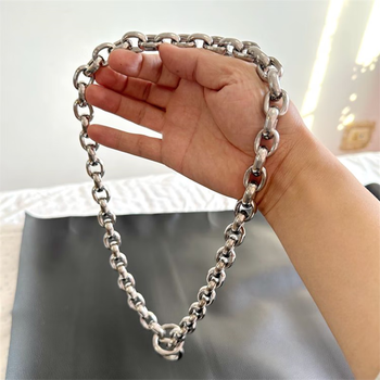 P-chain dog leash for medium and large dogs, stainless steel collar, corgi collar, doberman golden retriever collar, wire diameter 5mm, total length 50cm (suitable for head circumference within 45cm)