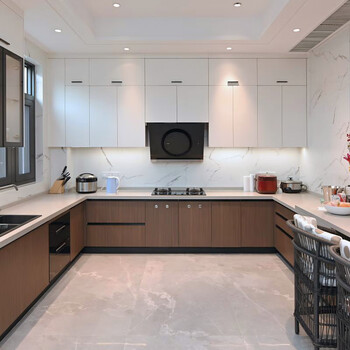 Piano kitchen cabinets, stove and cupboard integrated cabinet decoration integrated cabinet kitchen custom quartz stone countertop limited time package price (3m base cabinet + 1m wall cabinet)