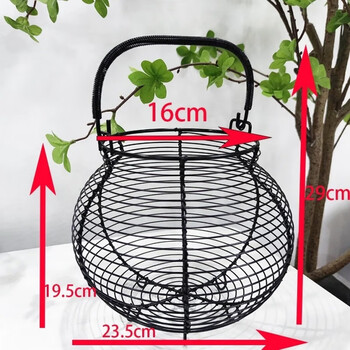 He jiagong factory direct sales woven storage basket egg basket wire basket iron art home large capacity portable round kitchen kitchen black kitchen black