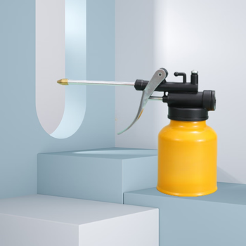 Orange metal oil bottle lubricating oil gun long mouth high pressure manual oil filling pot refueling pot
