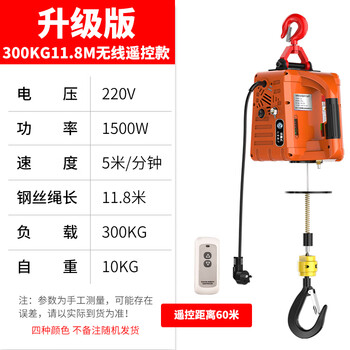 Micro electric small hoist 220v crane household lifting hoist portable remote control hoist upgraded version 300 kg 11.8 m wireless remote control model (