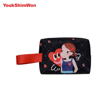 Lu xinyuan youk shim won/lu xinyuan medium makeup storage bag pencil bag miscellaneous bag women's bag coin purse key bag black small size
