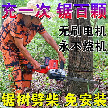 Imported rechargeable lithium electric saw portable chain saw outdoor wireless small logging one-hand saw tree cutting and pruning tool 4 inches 1 electric 1 chain
