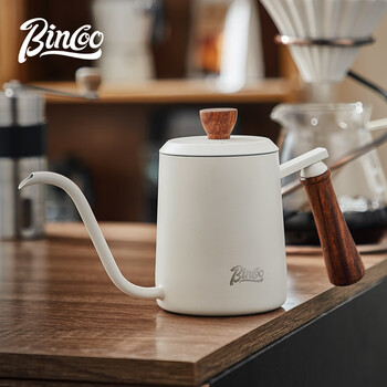 Bincoo hand-pour pot with high appearance, solid wood handle, long mouth and narrow mouth pot, stainless steel drip hand-pour coffee pot, household