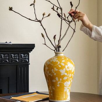 Rinoart rich yellow orchid good luck decoration entrance living room flower arrangement high-end vase fortune yellow