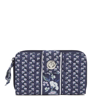 Vera bradleyvera bradley women's cotton twist lock wallet with rfid protection, perennial bud perennial bud one size