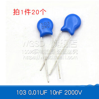 Dafuri high voltage ceramic capacitor 1000v/2000v/103 10nf 102 1nf/1kv 3.3 103 0.01uf 10nf 2000v 20 pcs