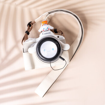 Li jian canon r50r6 third generation camera leather case r10 mirrorless single protective case r100 base r6 second generation rp accessories r50v shell camera bag r50/r100 white + shoulder strap + big-eared dog three-piece set 49mm