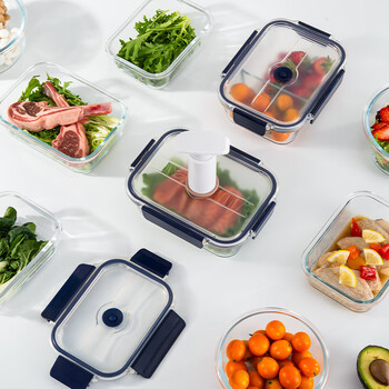 Anbuy vacuum borosilicate glass storage box 1.05l refrigerator storage box heat-resistant lunch box sealed lunch box