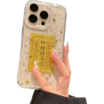 90% new keklle suitable for iphone 15promax mobile phone case, apple 15promax protective case, rijin doujin high-end gold foil glue transparent anti-fall advanced silicone protective case