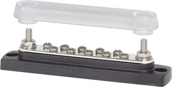 Blue sea systems busbar 150 amp universal bus, 150a 10 gang busbar 8-32 screws with cover