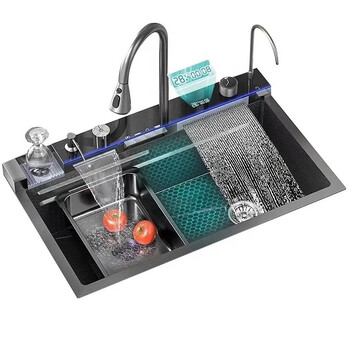 Whale 5-key digital display sink stainless steel 304 sink kitchen sink raindance falls whale double waterfall sink 75cm whale 5-key