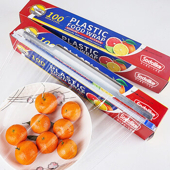 Sodolike boxed high temperature resistant cling film with sliding knife 100m*30cm easy to tear pe material suitable for microwave oven and refrigerator