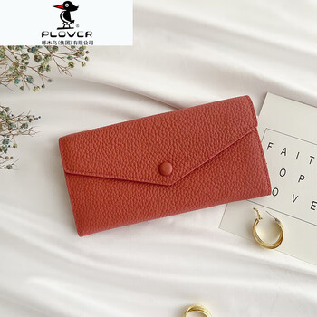 Plover2025 new long wallet women's genuine leather wallet large capacity card holder multifunctional cowhide clutch mobile phone bag watermelon red