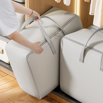 Bonnie meijia storage bag oxford cloth student back-to-school portable quilt packing bag household clothes quilt moisture-proof and dust-proof organizing bag gray - extra large 78l can hold 12 pounds of quilts reinforced handle | wear-resistant and durable