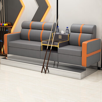 High-end billiards sofa, color matching, billiard hall chair, billiard hall fully enclosed with power supply, guest high pedal game viewing sofa 215cm, gray color matching (high-end coffee table with power supply)