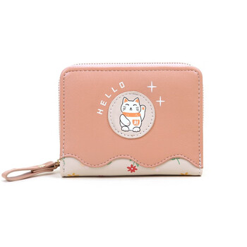 Woodpecker (tucano) light luxury 2025 new small wallet women's short style small and cute two-fold coin purse japanese contrast color cartoon student pink