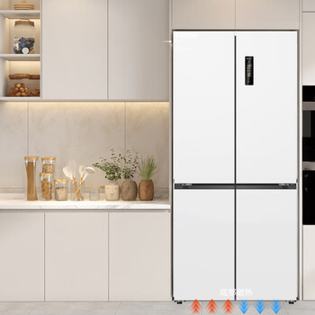 Meiling 450-liter cross four-door refrigerator ultra-thin embedded first-class energy-efficiency dual-system dual-cycle dual-frequency air-cooled frost-free refrigerator large capacity bcd-450wp9czx-xueyu white worry-free embedded
