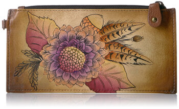 Anna by anuschka women's hand painted leather storage wallet, country bouquet, one size country bouquet one size
