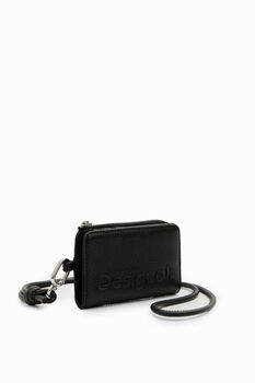 Desigual women's small wallet leather texture tri-fold card slot light luxury simple black 24sayp11