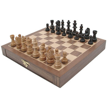 Hey play wooden chess cabinet with chess pieces