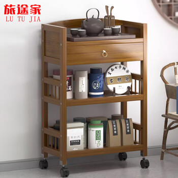 Travel home mobile tea cart tea rack small coffee table tea table side cabinet tea water cabinet tea cart storage rack 3 layers 50 with drawer