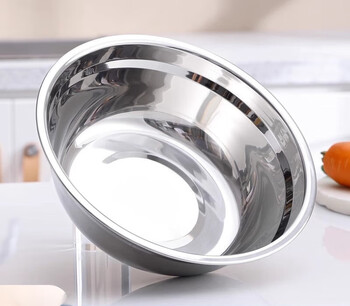 Vinoa stainless steel soup basin thickened soup bowl rice basin canteen small iron basin household iron bowl extra large anti-fall fast food stainless steel basin 14cm 1 thickened -