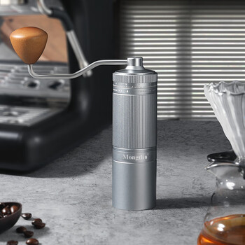 Mongdio bean grinder hand-cranked coffee bean grinder portable hand-cranked coffee machine external adjustment scale grinder hermit x1 hand-cranked bean grinder - silver external adjustment 90 grid