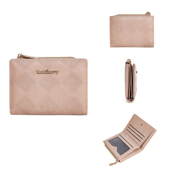 Woodpecker (tucano) light luxury new fashion small fresh short two-fold rhombus wallet small and thin student versatile coin purse trendy dark pink